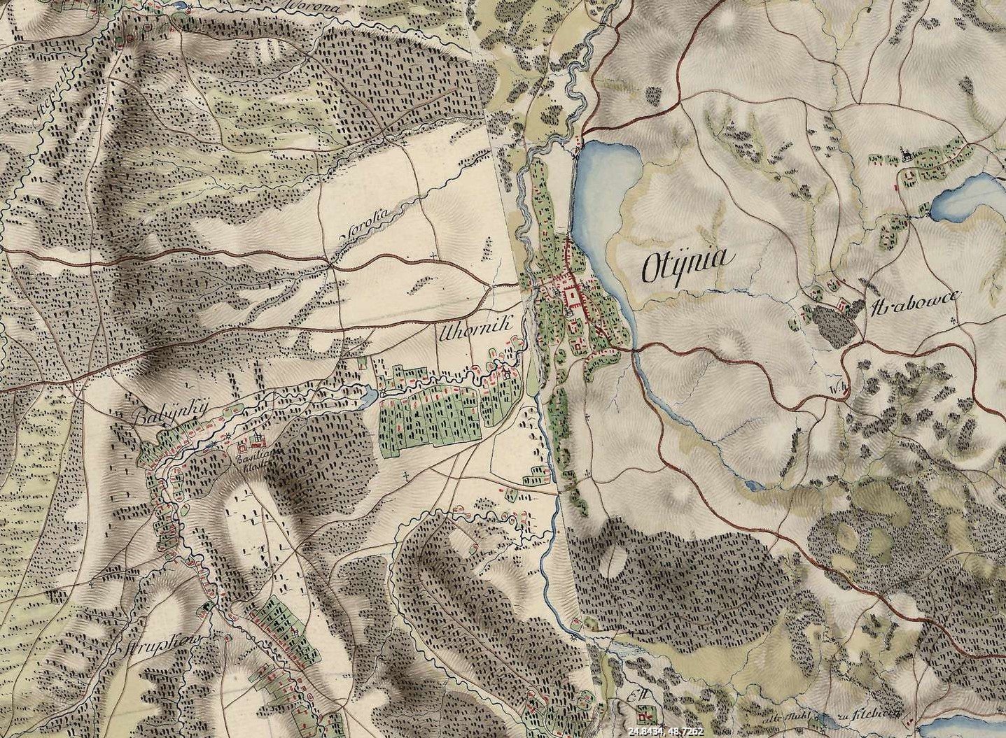 Карта села Угорники - 1779 рік