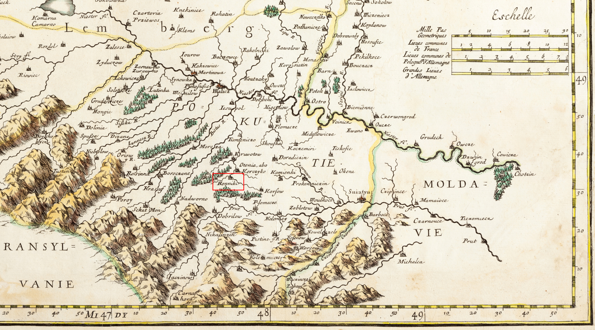 мапа Угорники 1665
