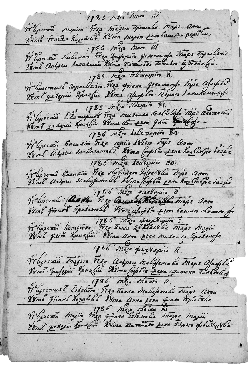 Метрична книга 1776-1798. <br>Сторінка 16.