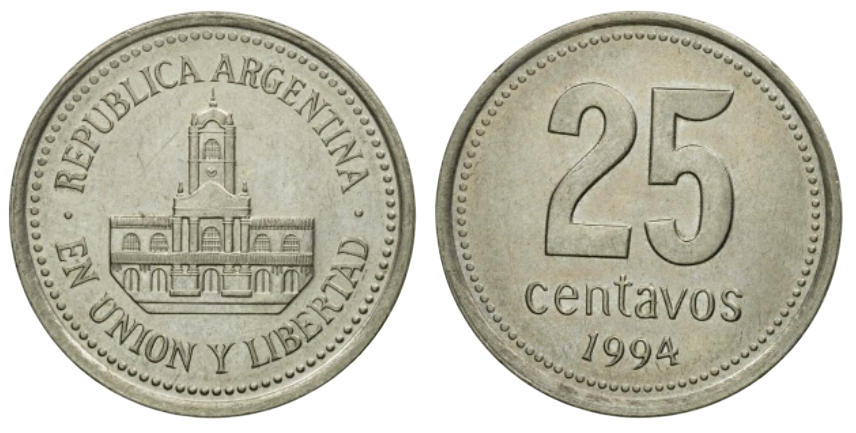 25 сентаво - Аргентина - Нове аргентинське песо