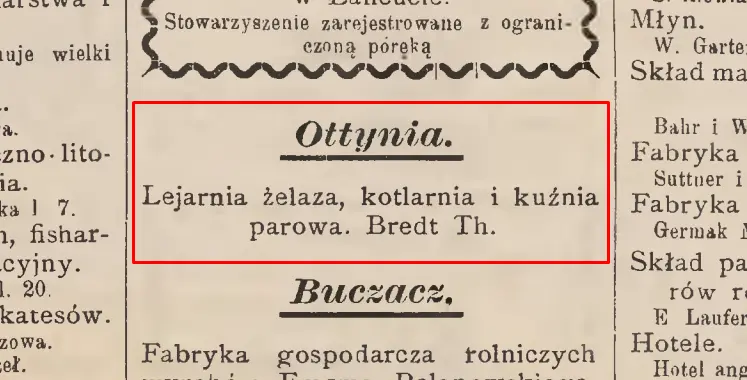 Згадка фабрики Бредта в газеті інформаційній, Львів, 1891 рік