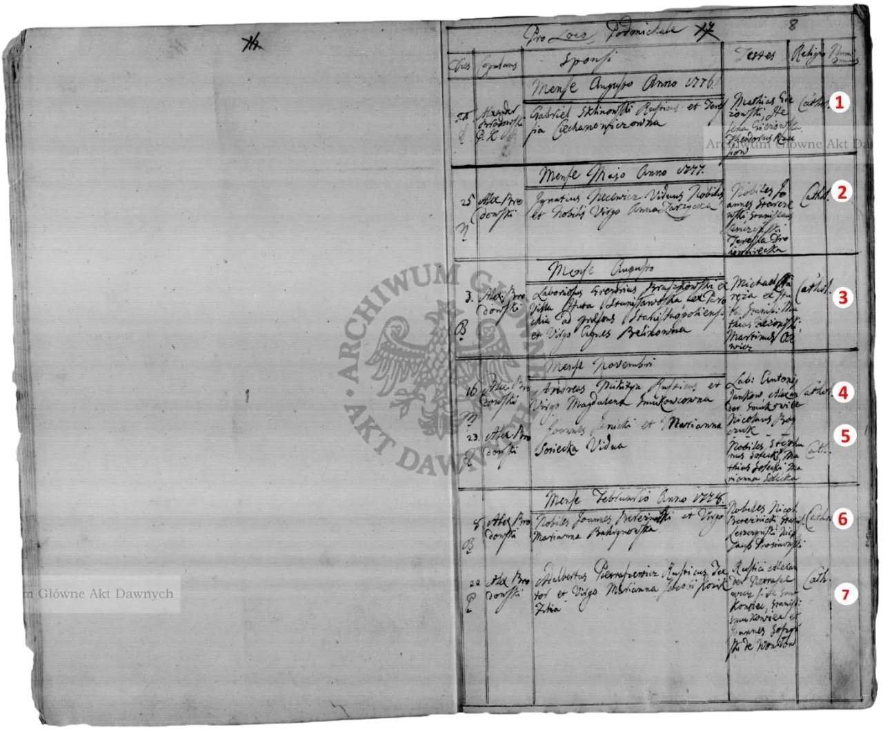 Фото записи про шлюби в селі Підмихайля, 1776-1784 роки, сторінка №1