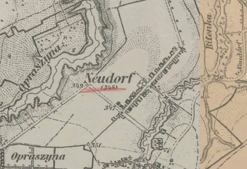 Нойдорф на мапі 1869-1887 років