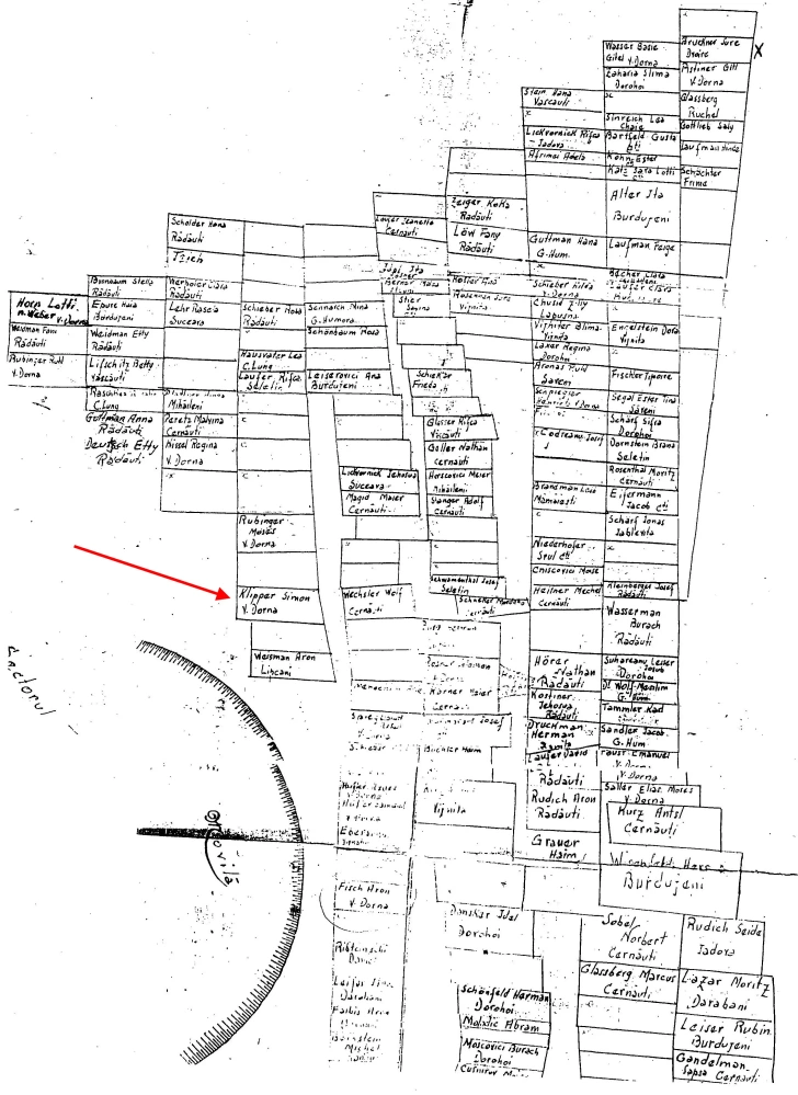 Diagram of the Jewish cemetery in Transnistria, with graves of Jews deported from Romania