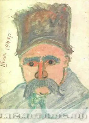 Портрет Т.Шевченка намалював на зворотній стороні світлини учень 3-го класу Ільчишин Володимир, 1947р.