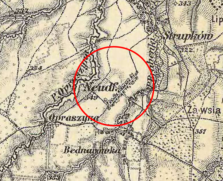 Нове село Neudorf на мапі 1869