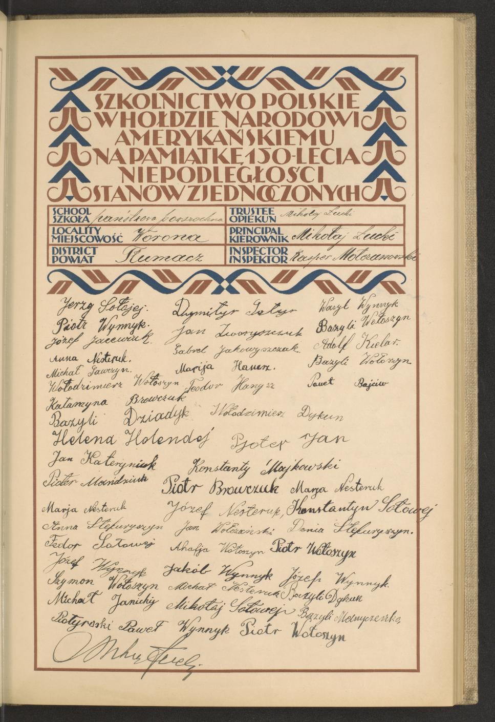 Підписи учнів Воронської школи, 1926 рік